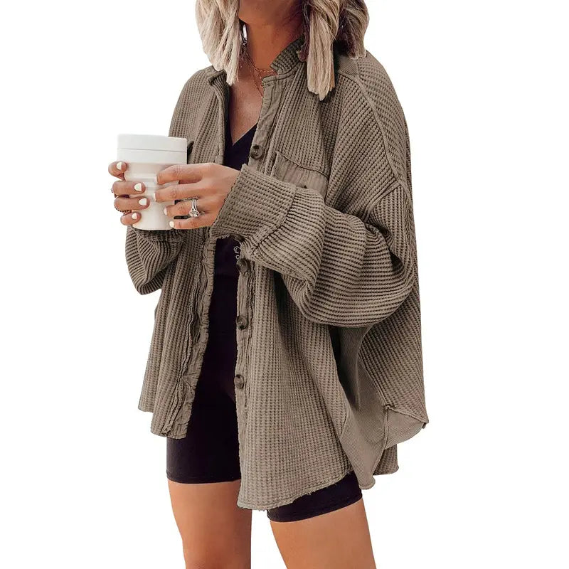 WAFFLE KNIT SHACKET